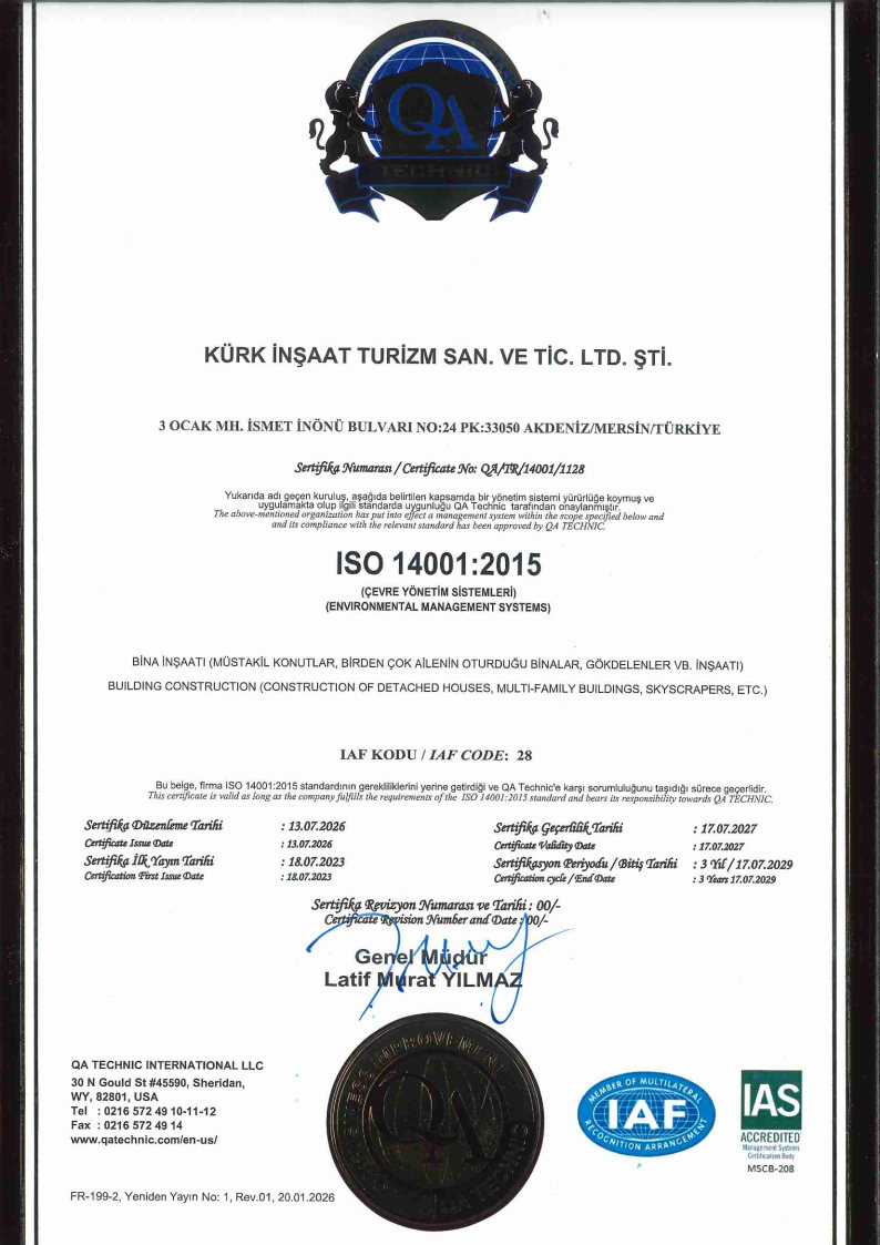 KÜRK İNŞAAT 14001 CERT 1128